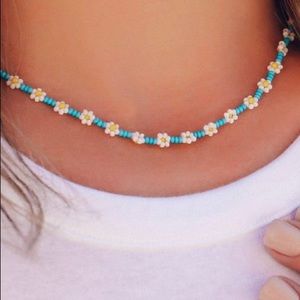 Blue daisy choker